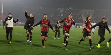 AC Milan players celebrate
