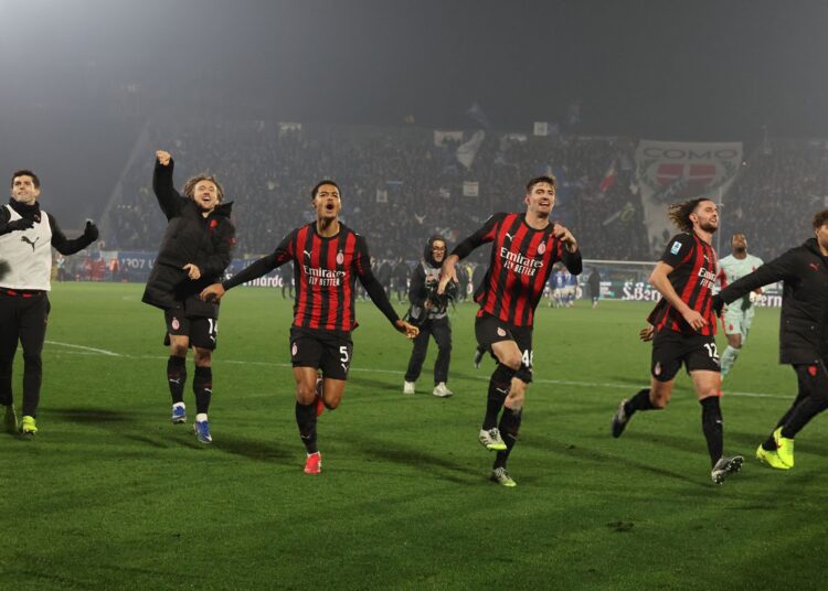 AC Milan players celebrate