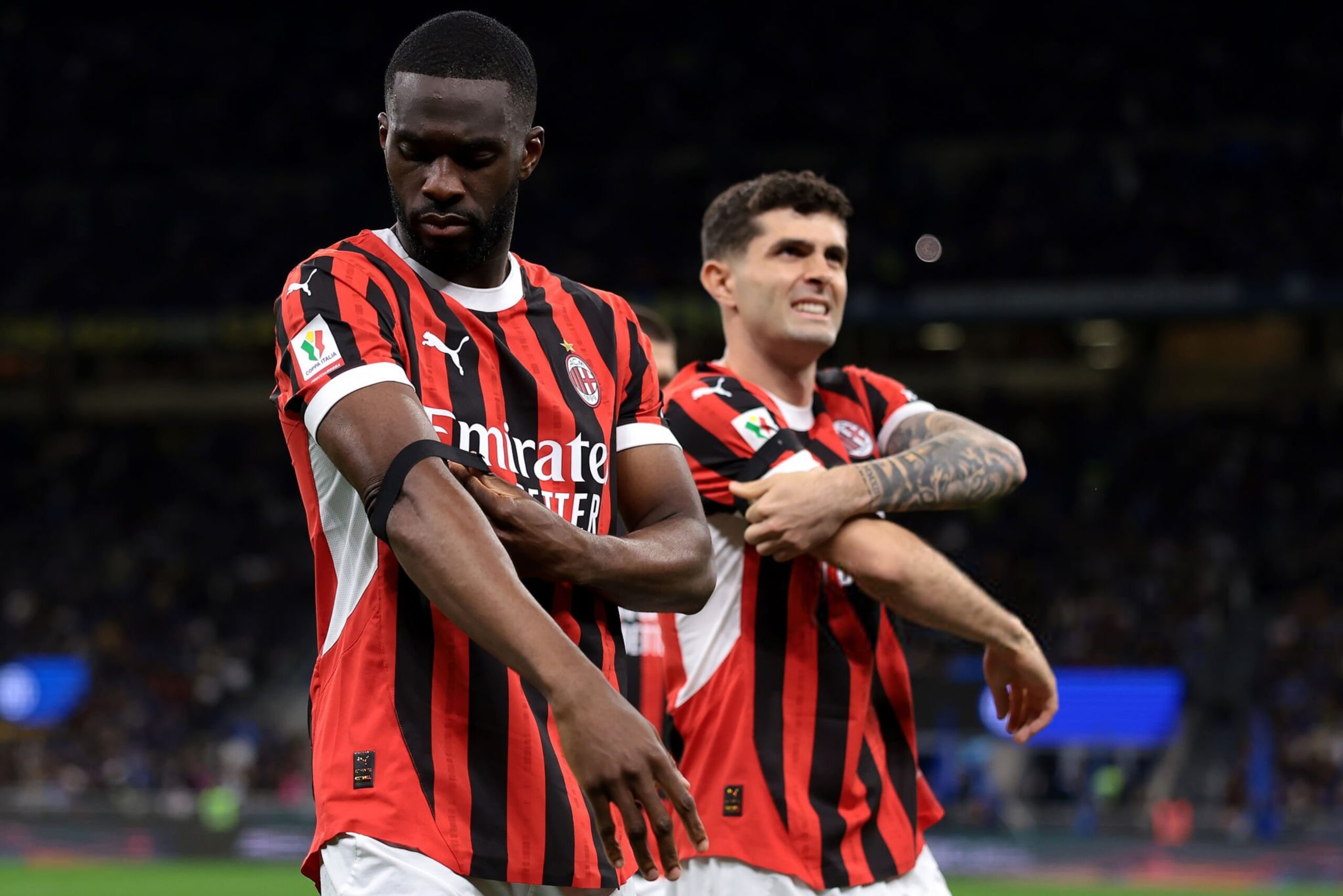 Christian Pulisic and Fikayo Tomori of AC Milan