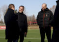 Massimiliano Allegri and Gerry Cardinale with Giorgio Furlani