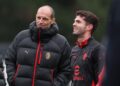 Christian Pulisic and Massimiliano Allegri of AC Milan