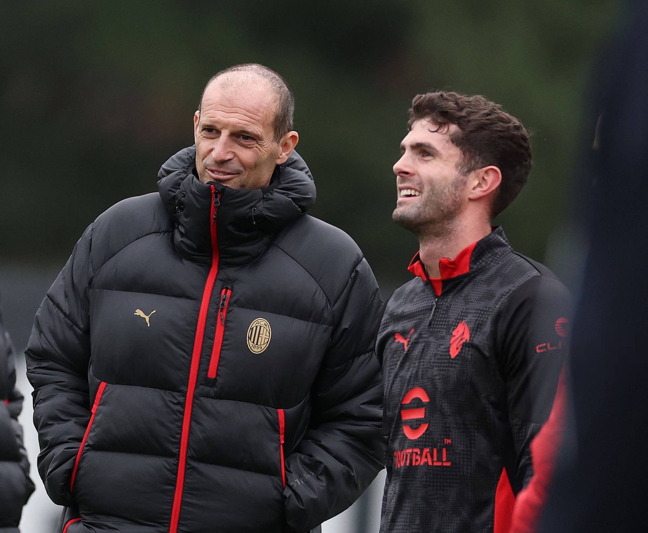 Christian Pulisic and Massimiliano Allegri of AC Milan