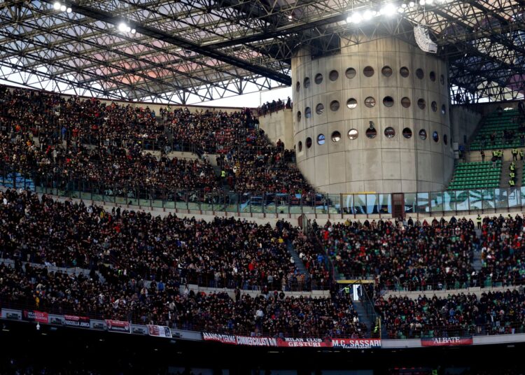 view of the AC Milan fans at San Siro