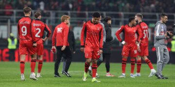 AC Milan players looking dejected