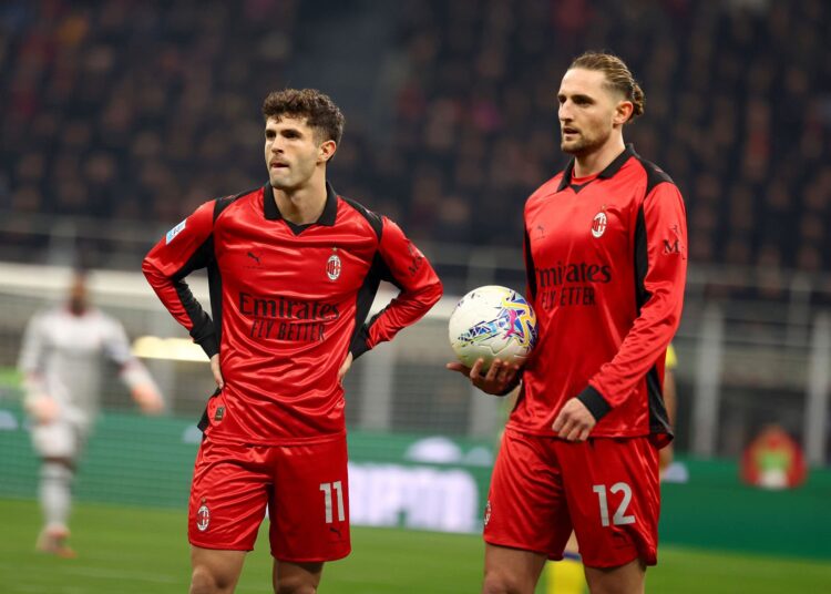 Adrien Rabiot and Christian Pulisic of AC Milan ميلان بوليسيك رابيو