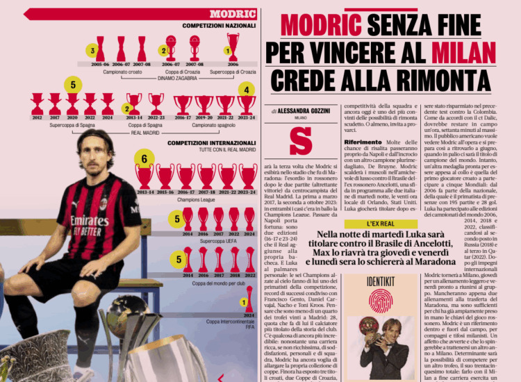 Gazzetta: Modrić never stops – He believes in a comeback to win with Milan