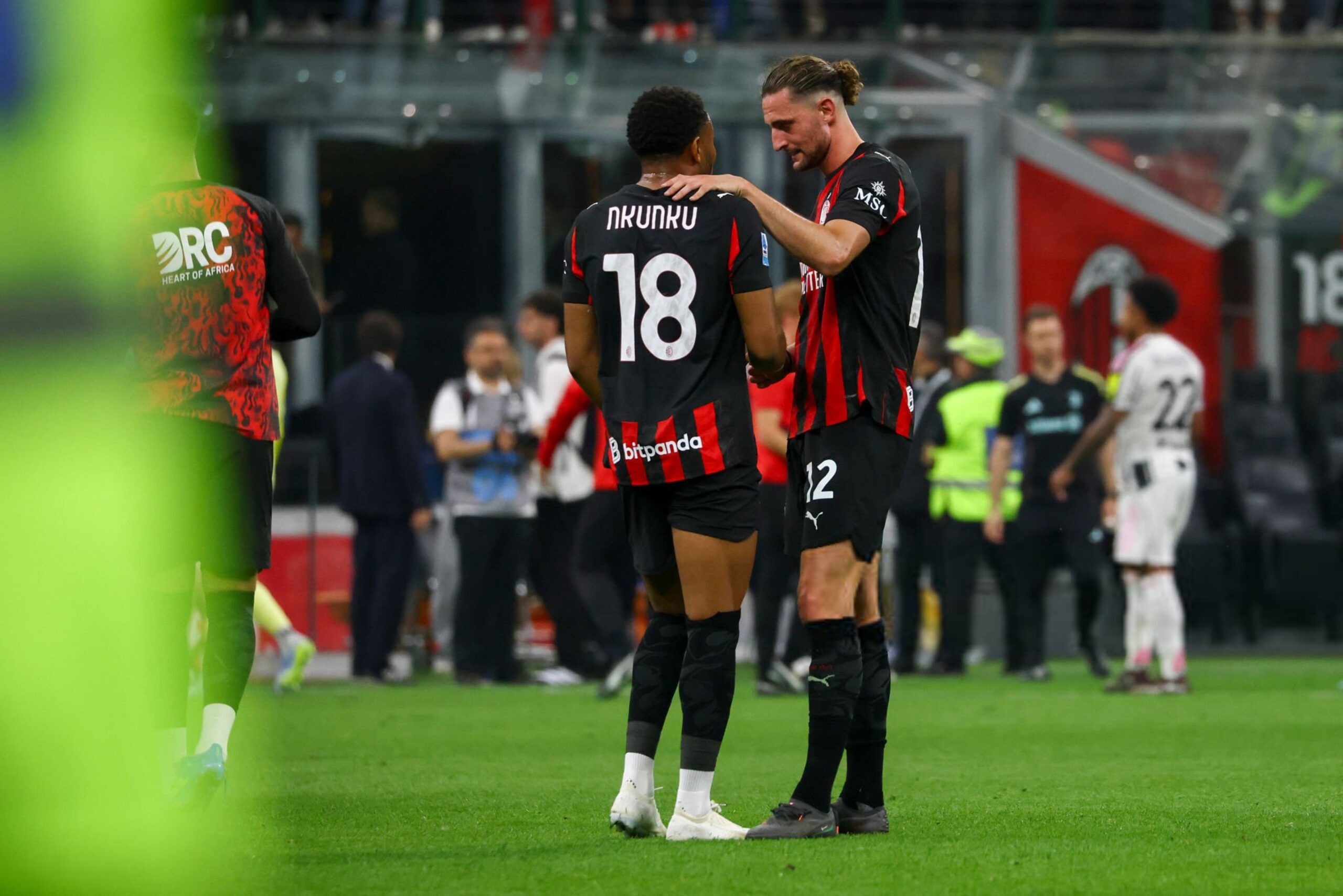 Christopher Nkunku and Adrien Rabiot of AC Milan