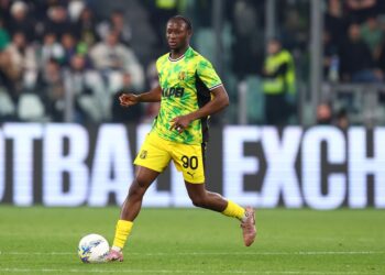Ismael Kone of US Sassuolo controls the ball during the Serie A match between Juventus FC and Us Sassuolo at Allianz Stadium on March 21, 2026 in Turin, Italy. (Photo by sportinfoto/DeFodi Images/DeFodi via Getty Images)