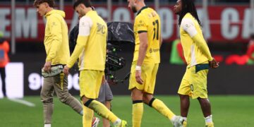 AC Milan players looking dejected
