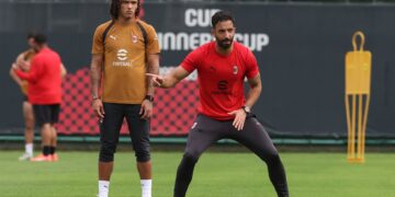 Ruben Amorim and Diego Moreira of AC Milan