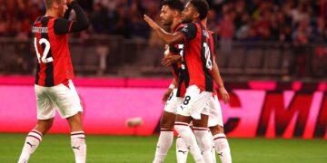 Christopher Nkunku celebrates with teammates