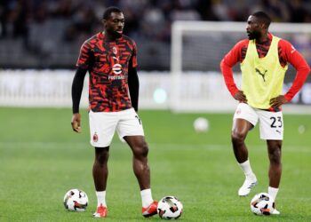 Fikayo Tomori and Youssouf Fofana of AC Milan