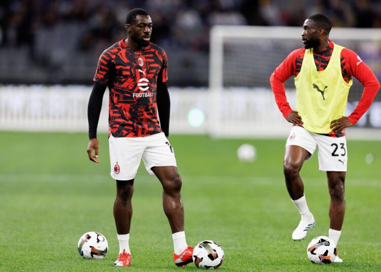 Fikayo Tomori and Youssouf Fofana of AC Milan