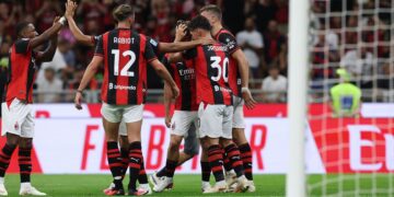 AC Milan players celebrating ميلان