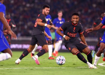 JAKARTA, INDONESIA - AUGUST 08: Christopher Nkunku of AC Milan in action during the Pre-Season Friendly match between Chelsea FC and AC Milan on August 08, 2026 in Jakarta, Indonesia. (Photo by Giuseppe Cottini/AC Milan via Getty Images)