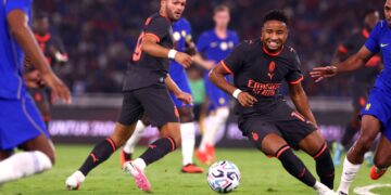 JAKARTA, INDONESIA - AUGUST 08: Christopher Nkunku of AC Milan in action during the Pre-Season Friendly match between Chelsea FC and AC Milan on August 08, 2026 in Jakarta, Indonesia. (Photo by Giuseppe Cottini/AC Milan via Getty Images)