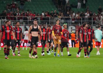 AC Milan players pose for a team photo before the UEFA Europa League league phase football match between AC Milan and SL Benfica at San Siro Stadium in Milan, Italy, on September 16, 2026. (Photo by Alessio Morgese/NurPhoto via Getty Images)