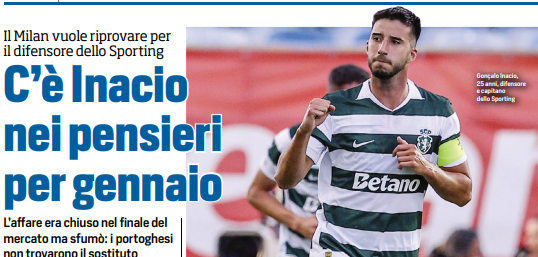 Tuttosport: Inacio still in AC Milan’s plans – The Rossoneri want to try again