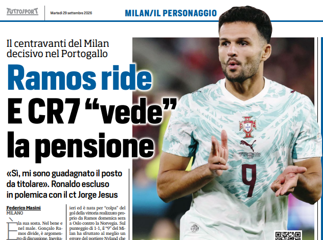 Tuttosport: Gonçalo Ramos scores and Cristiano Ronaldo watches
