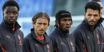 Alphadjo Cisse, Luka Modric, Samuel Chukwueze and Gonçalo Ramos of AC Milan سيسي مودريتش تشوكويزي راموس ميلان
