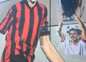 Franco Baresi mural outside Casa Milan vandalised again