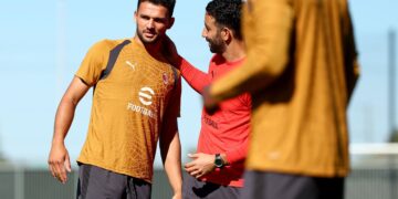 Ruben Amorim and Gonçalo Ramos of AC Milan أموريم راموس ميلان