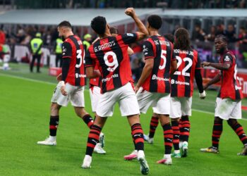Gonçalo Ramos and his AC Milan teammates during a match against Atalanta