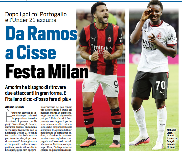 Tuttosport: From Ramos to Cisse: Milan celebration