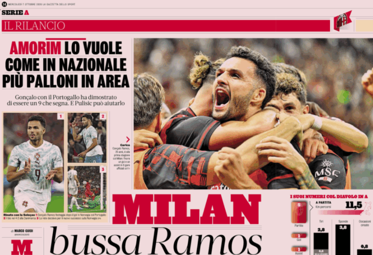 Gazzetta: Milan coach Amorim wants Portugal version of Gonçalo Ramos: more service into the box