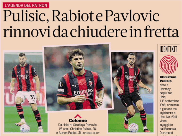 Gazzetta: Cardinale’s agenda: Pulisic, Rabiot and Pavlovic – Renewals that need to be finalized quickly