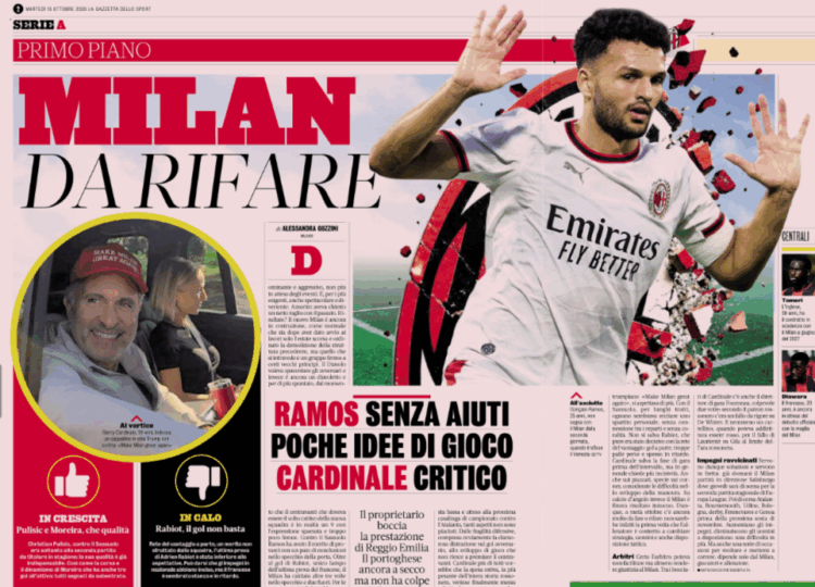 Gazzetta: Cardinale criticises Milan’s play, Ramos isolated, Rabiot is criticised