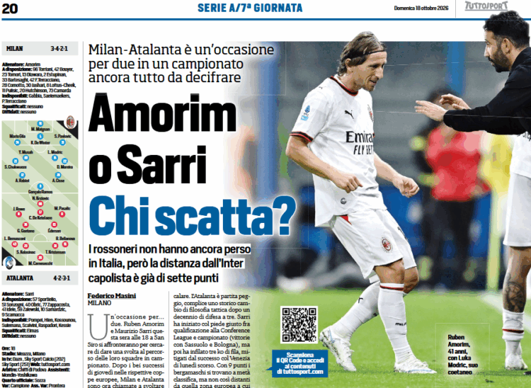 AC Milan Atalanta Tuttosport article Amorim vs Sarri
