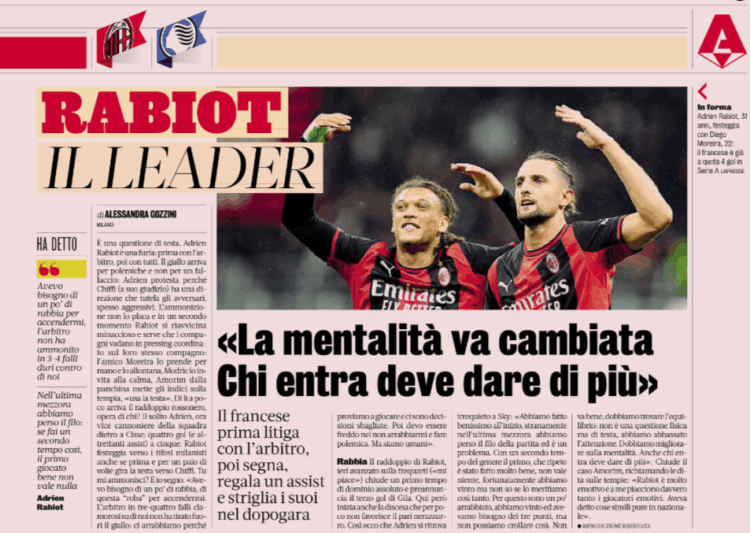Gazzetta: Rabiot the leader demands more from his AC Milan teammates