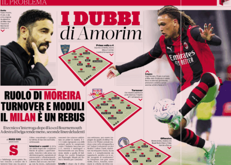 Gazzetta: Amorim’s tactical dilemmas over Moreira, squad rotation and his Milan formations