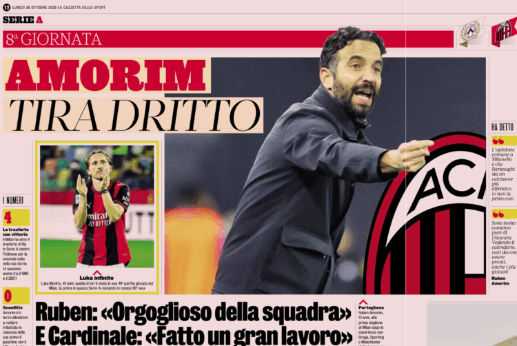 Gazzetta: Amorim proud of the team and Cardinale praises the coach’s work