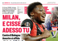 CorSport: Milan’s Amorim trusts Cisse against Bologna as Pulisic rests for the derby
