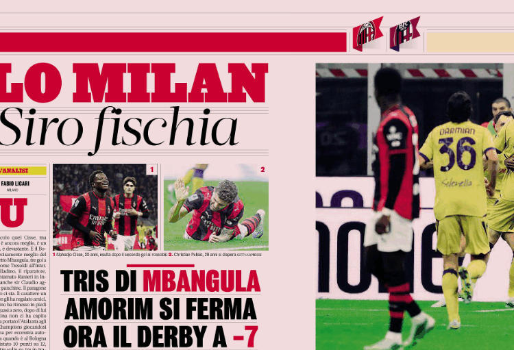 Gazzetta: Milan 2 Bologna 4 | Mbangula’s hat-trick stuns Amorim’s side
