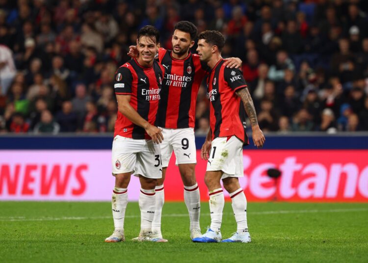 Ardon Jashari, Gonçalo Ramos, and Christian Pulisic of AC Milan
