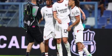 Samuel Chukwueze, Adrien Rabiot and Diego Moreira of AC Milan تشوكويزي رابيو موريرا ميلان