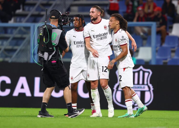 Samuel Chukwueze, Adrien Rabiot and Diego Moreira of AC Milan تشوكويزي رابيو موريرا ميلان
