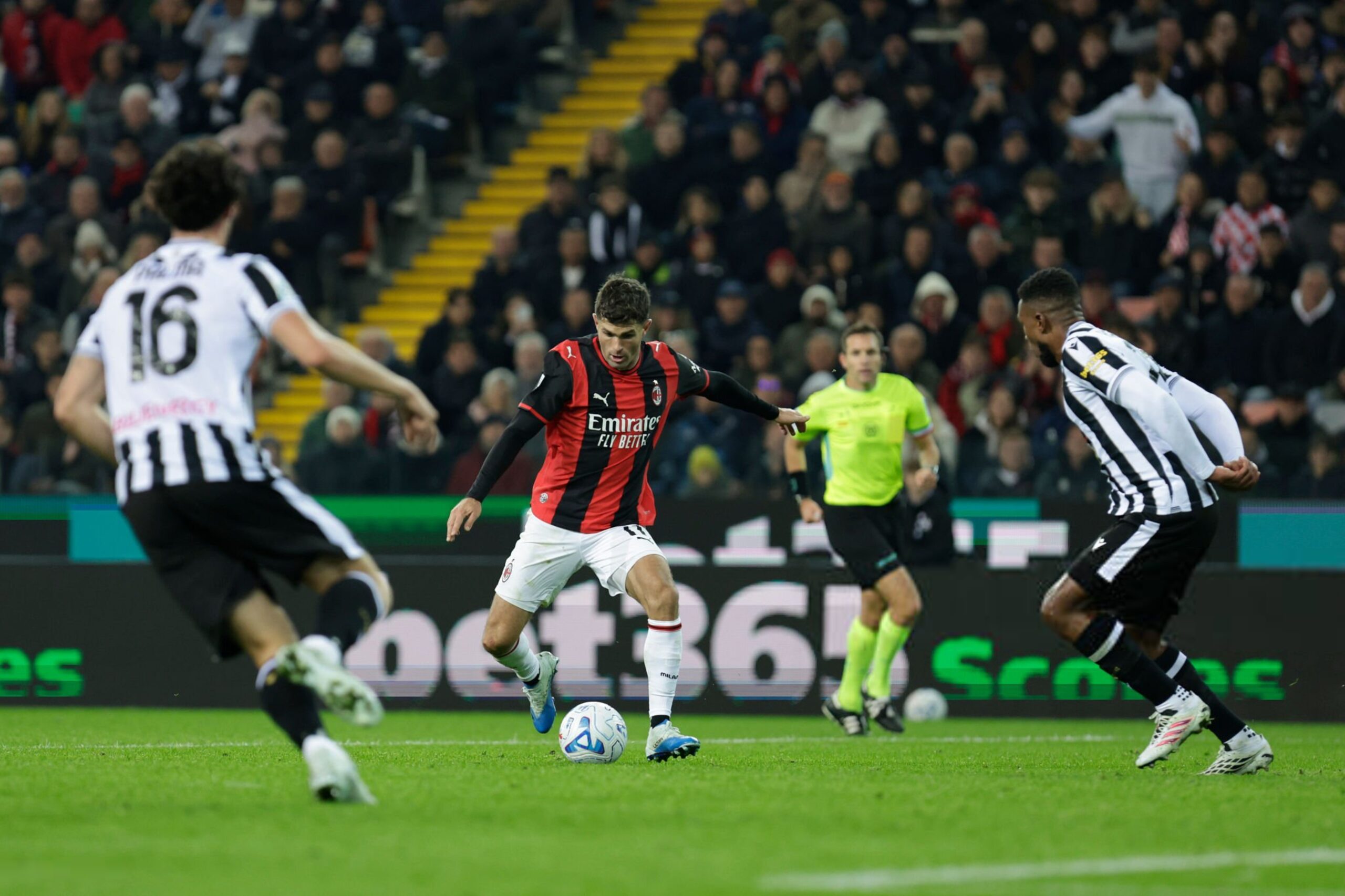 Christian Pulisic of AC Milan during a match against Udinese